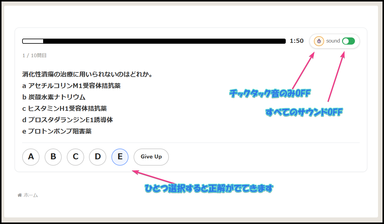 問題演習の画面例